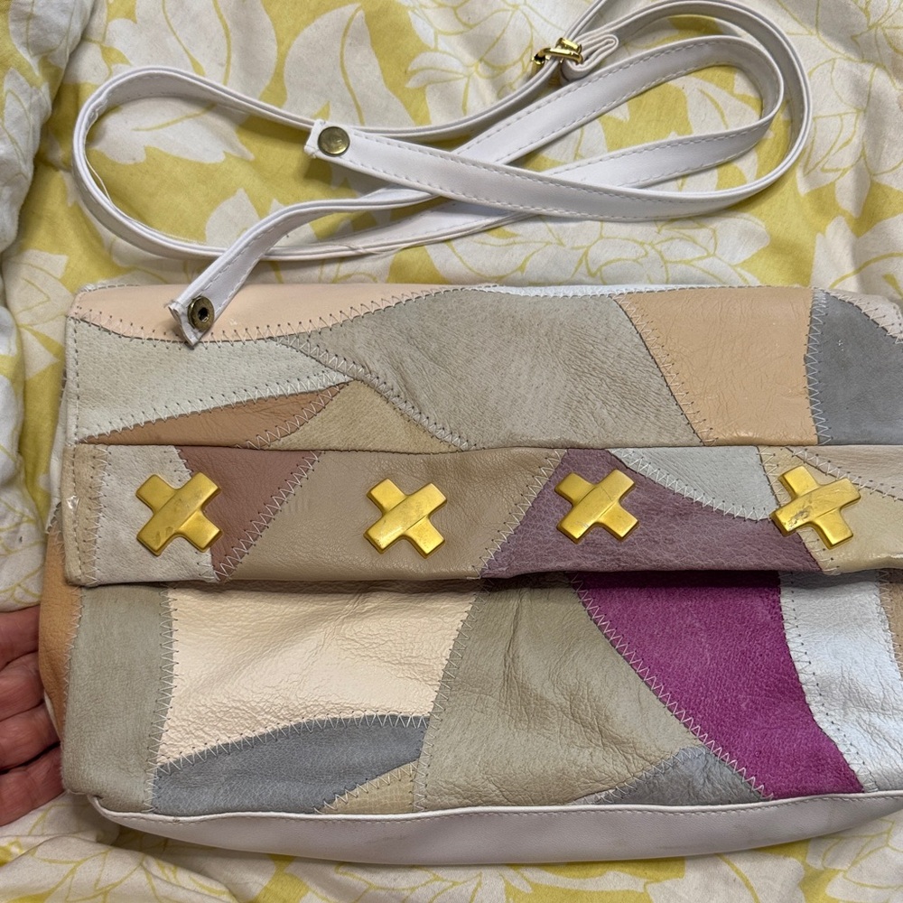 80s Patchwork Leather Crossbody Bag/ clutch